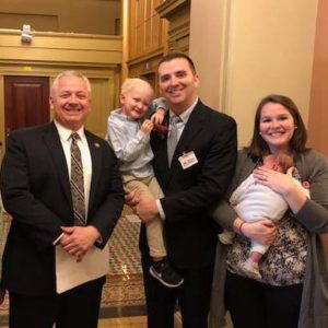 The Koser family meets with Congressman Riggleman to thank him for re-introducing the Ensuring Lasting Smiles Act.