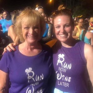 Suzanne and Caitlin Brown start their Disney marathon in darkness of early morning.